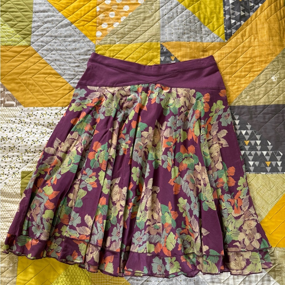Free People Purple Pleated A-Line Skirt